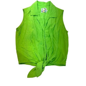 Jams World Women's Green Sleeveless Collared Pullover Wrap Shirt Size XS